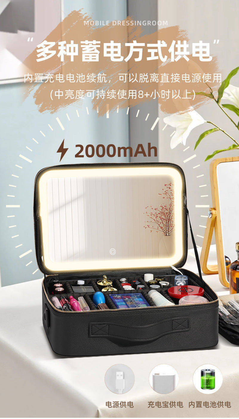 Makeup Case with Light and Mirror, Led Makeup Bag, Large Capacity Makeup Box, Storage Box, Storage Bag, Multifunctional