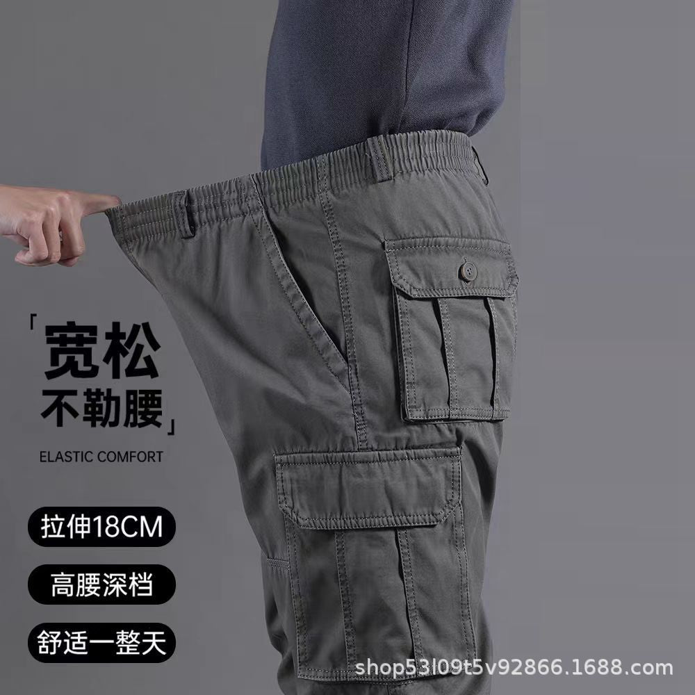 Spring and Autumn Cotton Crane Pants Foreign Trade Plus Size Pants Site Work Pants Men's Multi-Pocket Wear-Resistant Casual Pants