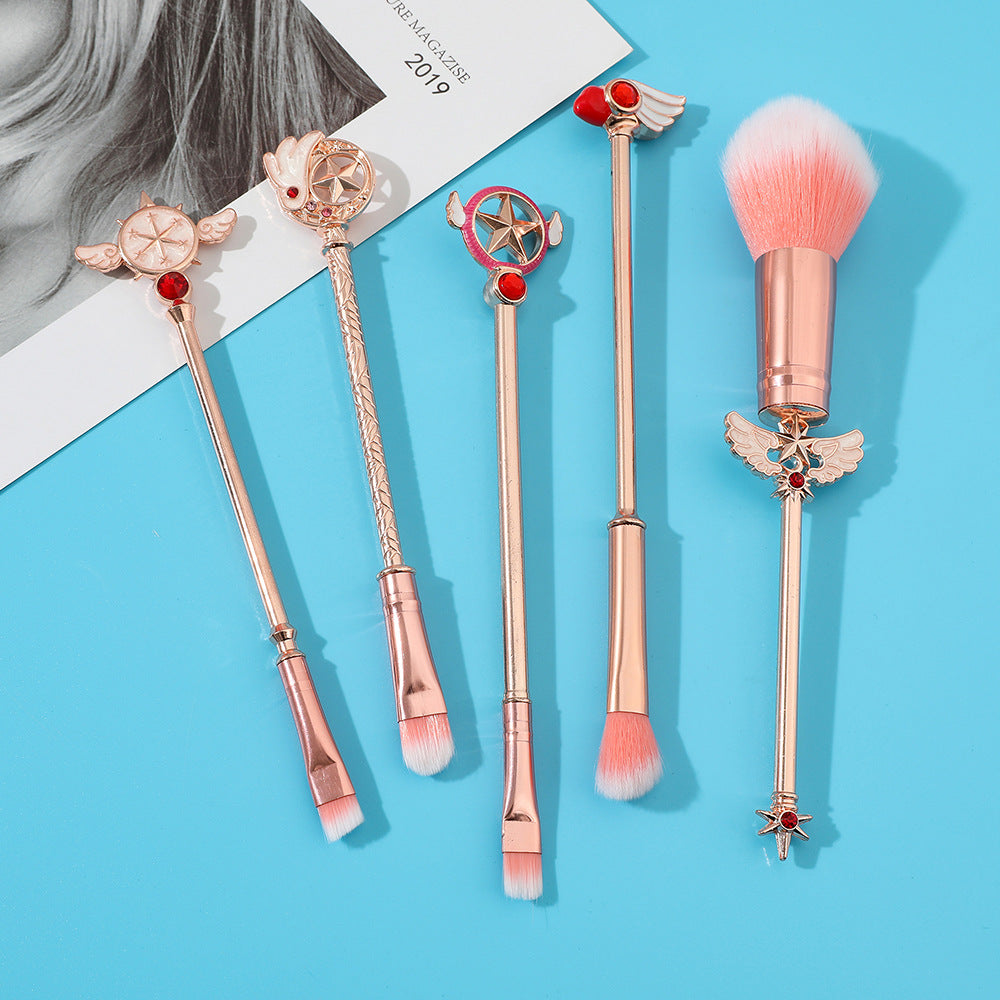 Magic Card Girl Sakura Stereoscopic Metal Makeup Brush Sparkling Eyeshadow Brush Variety Sakura Makeup Tool Set
