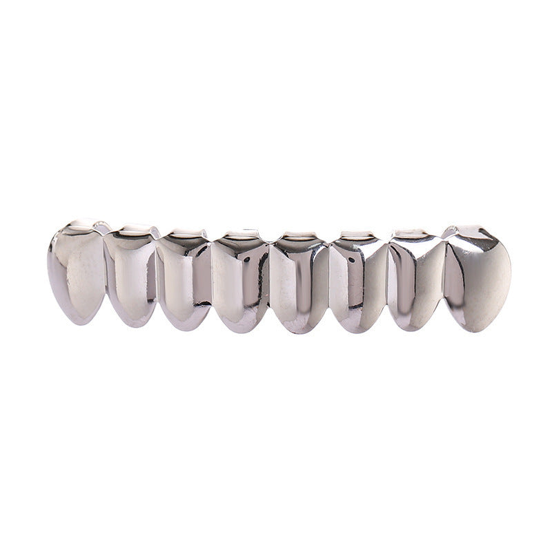 European and American Hot Selling Hiphop Hip-Hop Gold Braces Upper Teeth 8 Lower Teeth 8 Teeth Braces Cross-Border Glossy Braces
