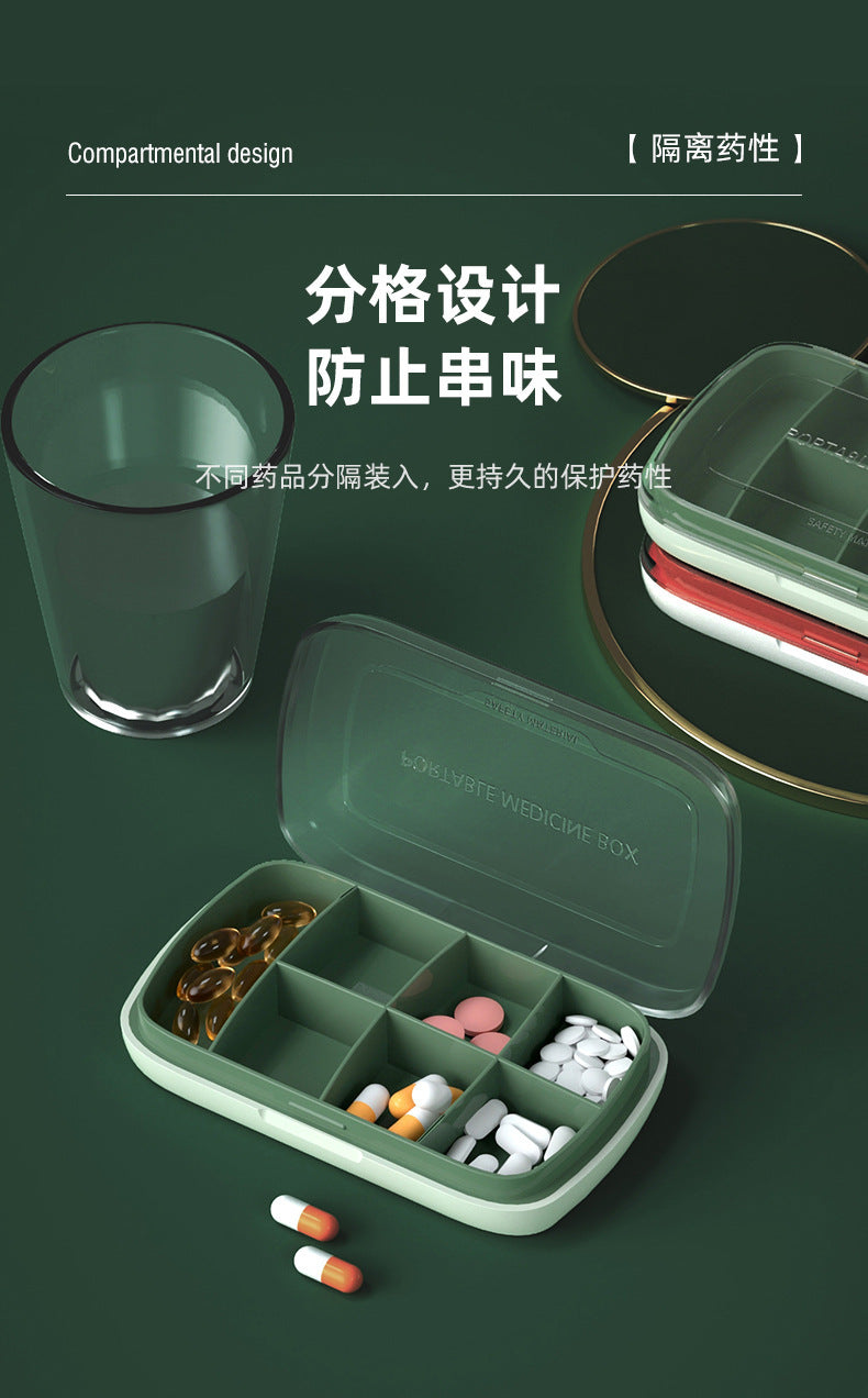T5135 Portable Seven-Day Pill Box, One-Week Large-Capacity Storage Box, Sealed Pill Box, Portable Pill Dispenser