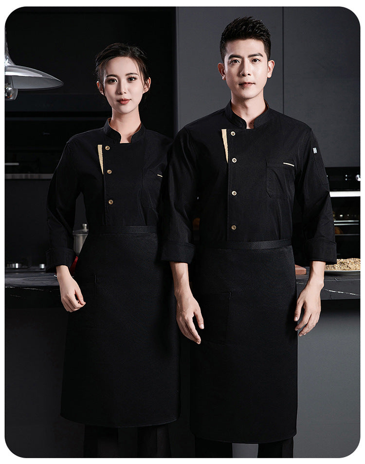 New Stretch Chef Work Clothes Long-sleeved Autumn and Winter Restaurant Baking Men's and Women's Short-sleeved Kitchen Work Clothes