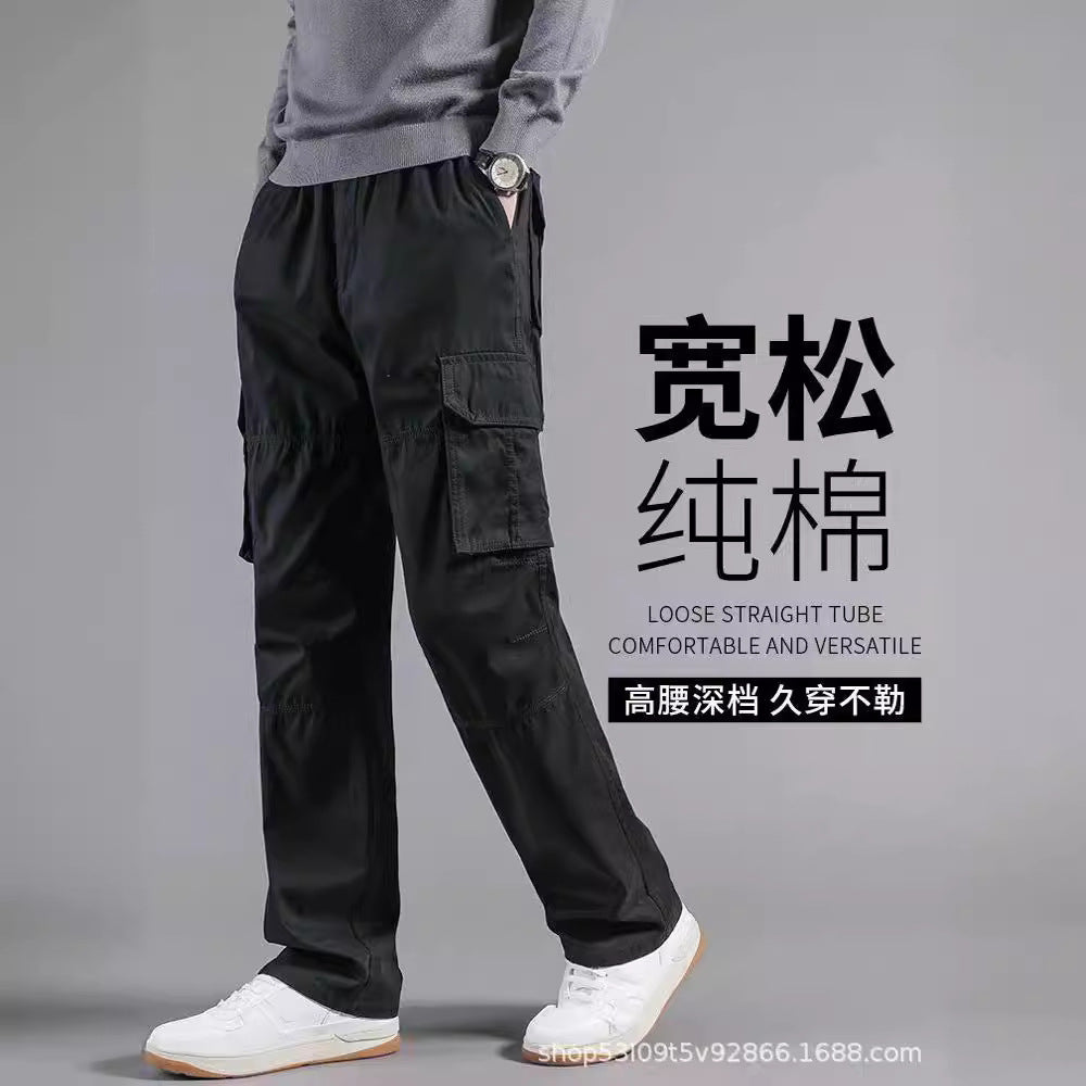 Spring and Autumn Cotton Crane Pants Foreign Trade Plus Size Pants Site Work Pants Men's Multi-Pocket Wear-Resistant Casual Pants