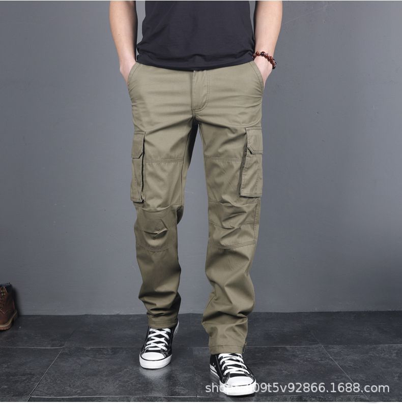 Spring and Autumn Cotton Crane Pants Foreign Trade Plus Size Pants Site Work Pants Men's Multi-Pocket Wear-Resistant Casual Pants