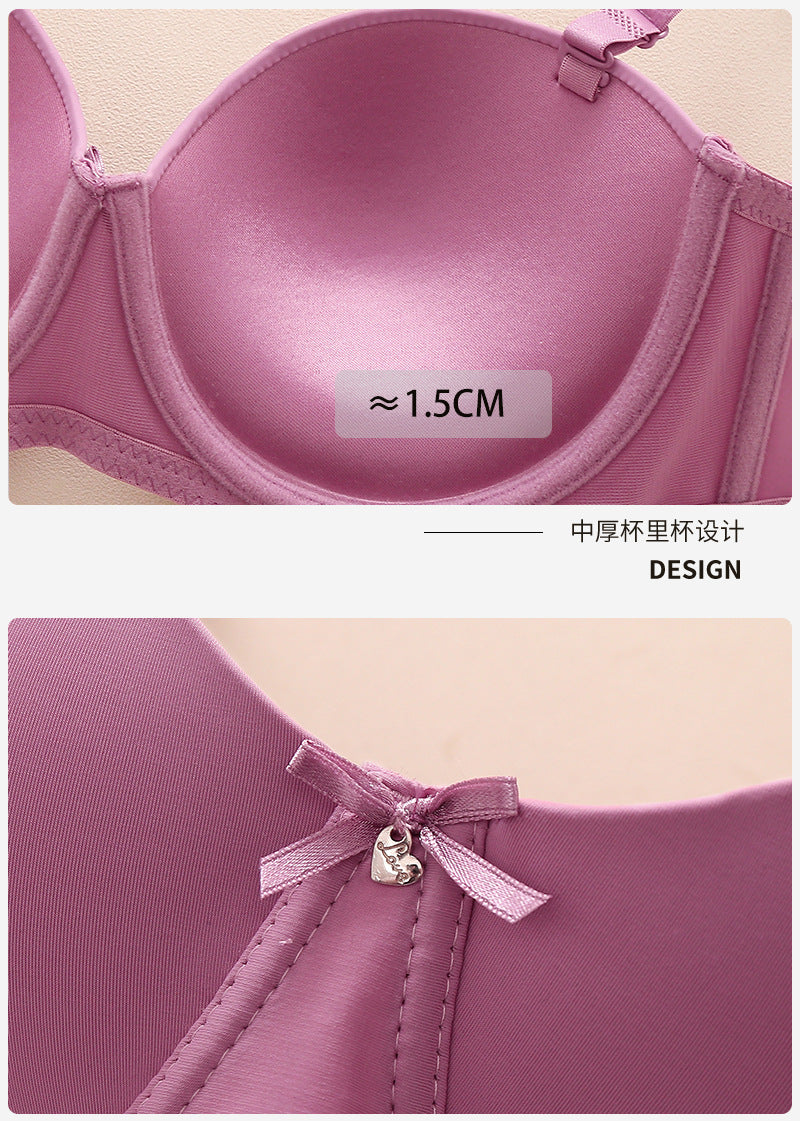 Cross-border half cup underwear women's bra solid color glossy steel ring push up top support bra sexy big chest small bra c cup