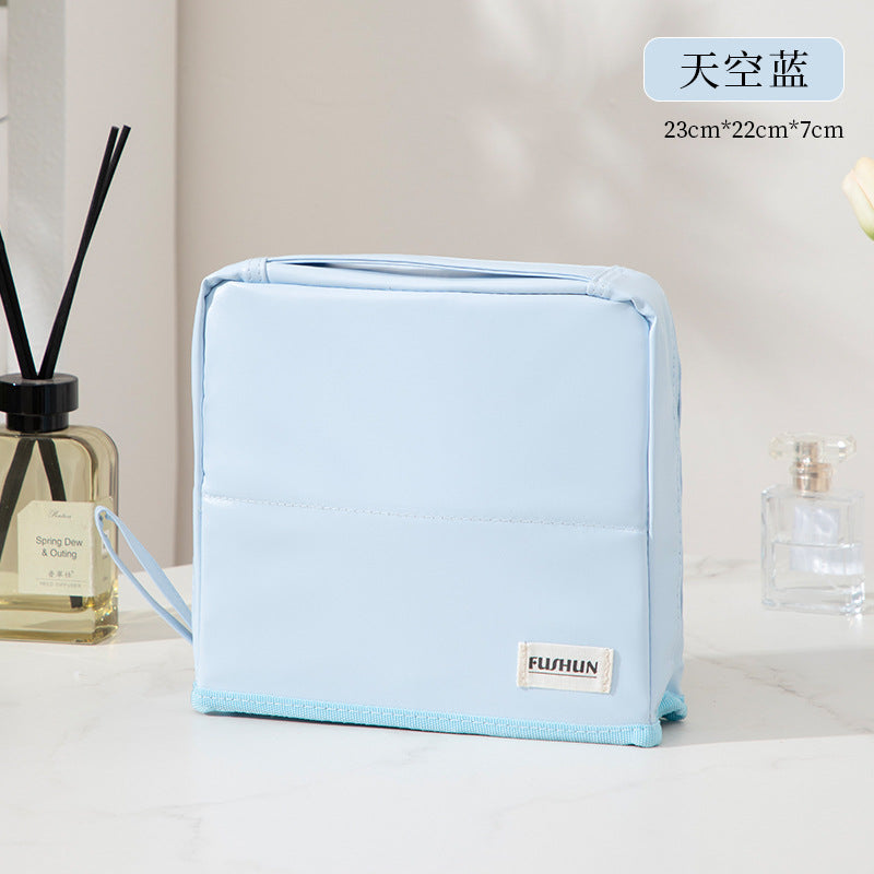 Vertical Cosmetic Bag, Large Capacity, Women's Pencil Case, Travel Pu Waterproof, Can Be Hung on Luggage, Makeup Brush Storage Bag