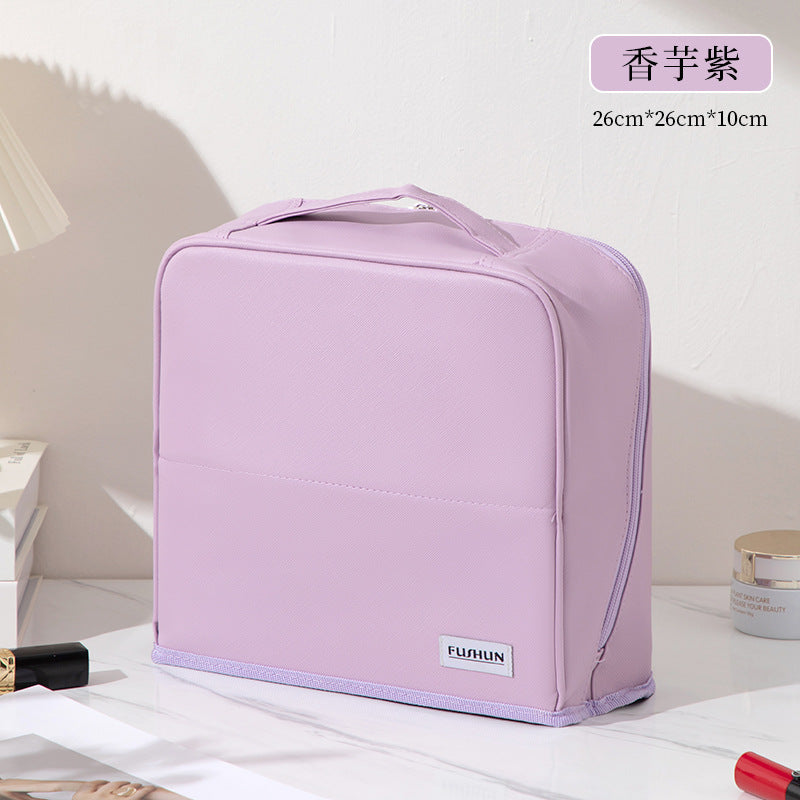 Vertical Cosmetic Bag, Large Capacity, Women's Pencil Case, Travel Pu Waterproof, Can Be Hung on Luggage, Makeup Brush Storage Bag