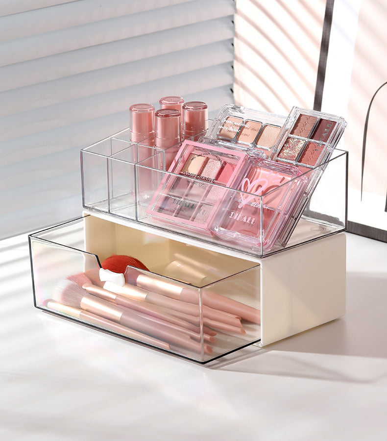 Transparent Storage Box Cosmetics Organizer Desktop Lipstick Makeup Brush Skin Care Product Pen Holder Makeup Box Storage Shelf
