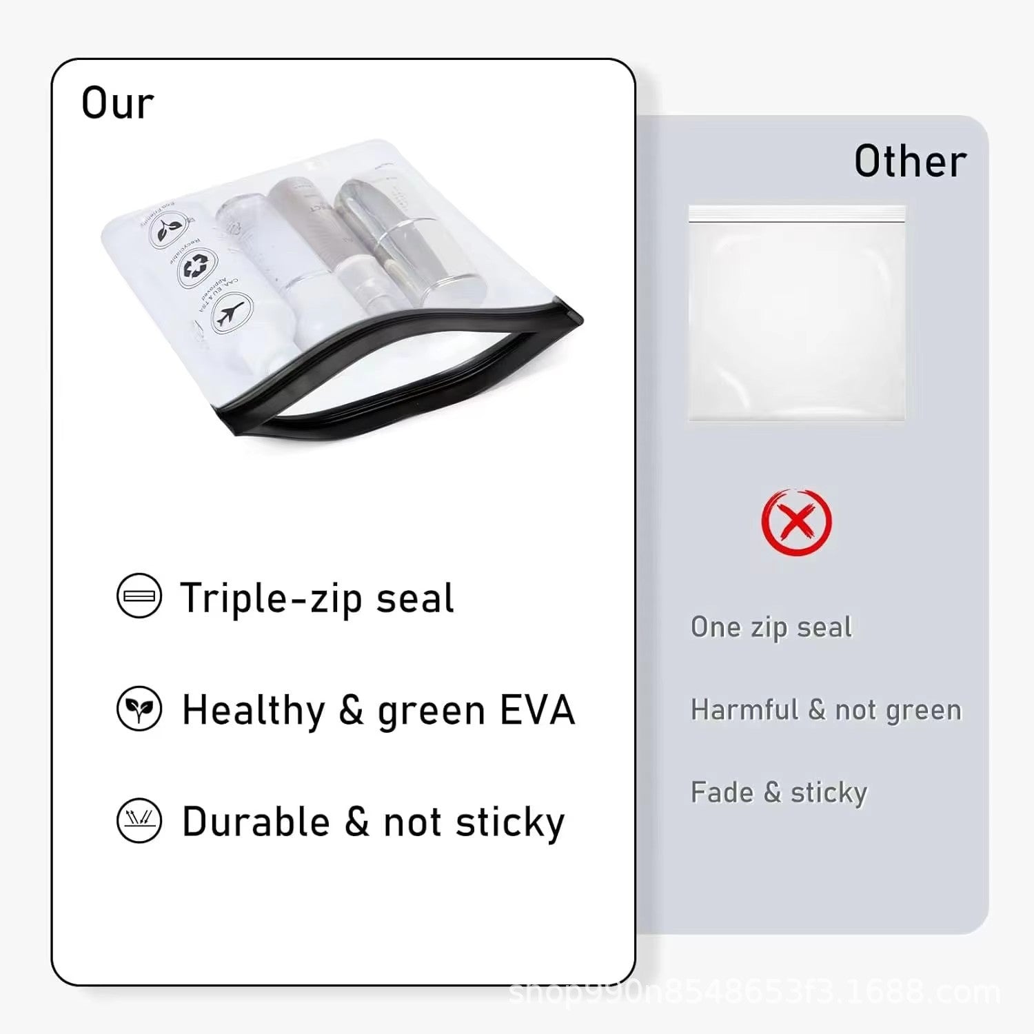 Transparent Eva Travel Use Waterproof Flight Makeup Waterproof Women's Reusable Airport Security Wash