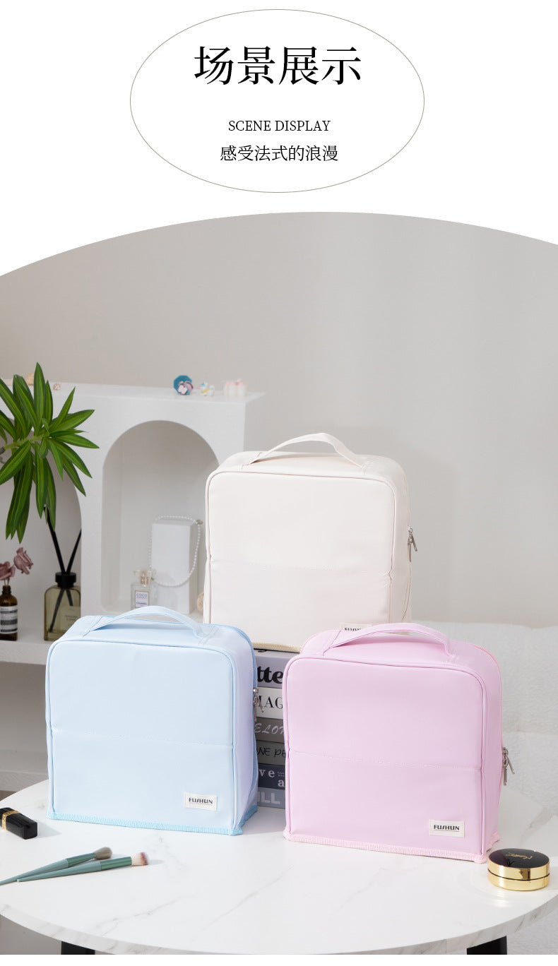 Vertical Cosmetic Bag, Large Capacity, Women's Pencil Case, Travel Pu Waterproof, Can Be Hung on Luggage, Makeup Brush Storage Bag