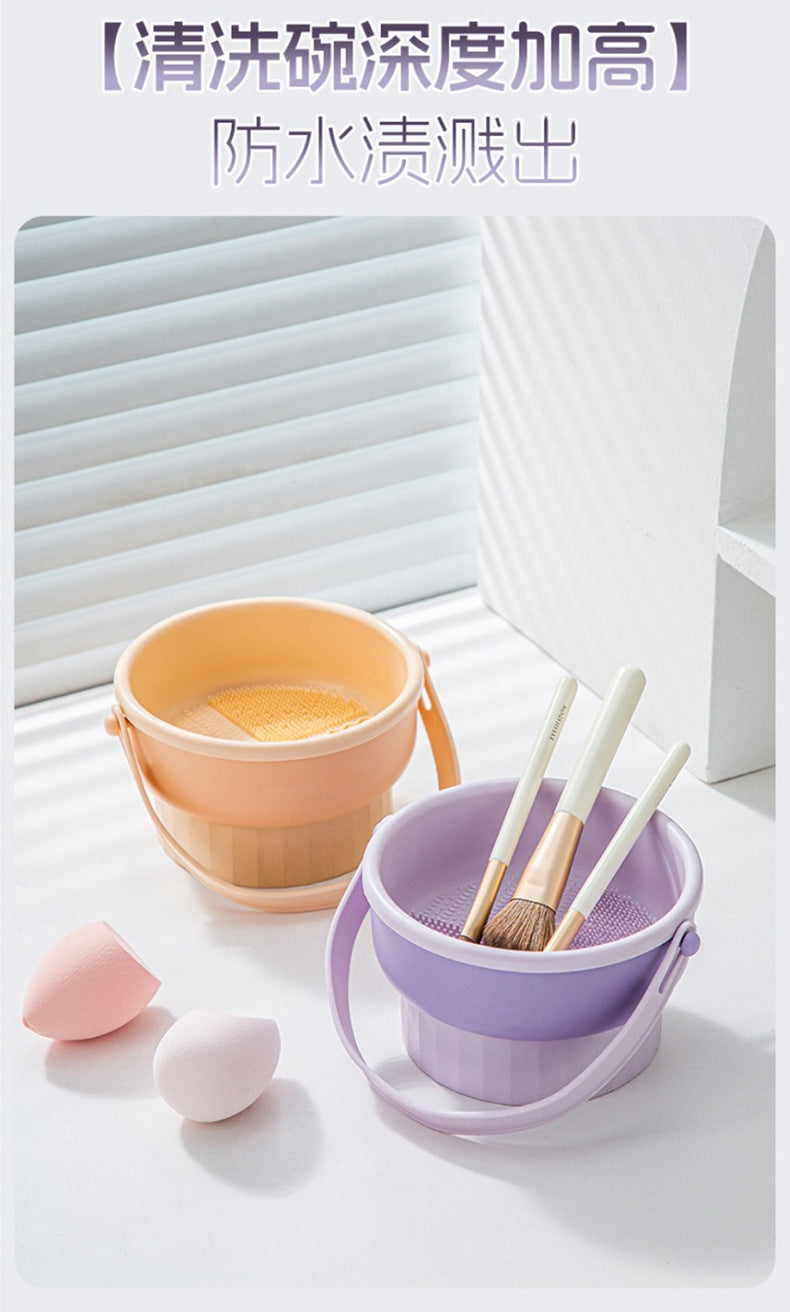 Makeup Brush Cleaning Bowl Cleaning Box Silicone Beauty Egg Cleaning Set Scrubbing Bowl Storage Rack Drying Tool Set