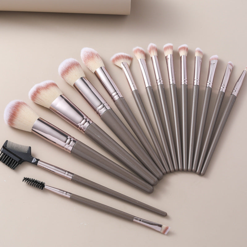 Cross-Border Amazon Same-Style Makeup Brushes for Beginners, 15-Piece Champagne Color Brush Set, Highlighter Brush, Beauty Makeup Supplies