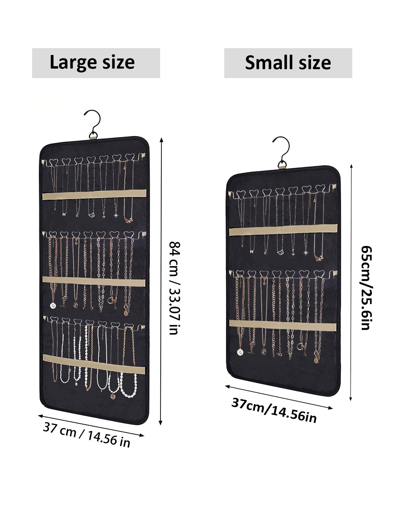 Hanging Jewelry Storage Bag Double-Sided Foldableable with Metal Hook Pvc Anti-Oxidation Suitable for Earrings, Necklaces and Rings