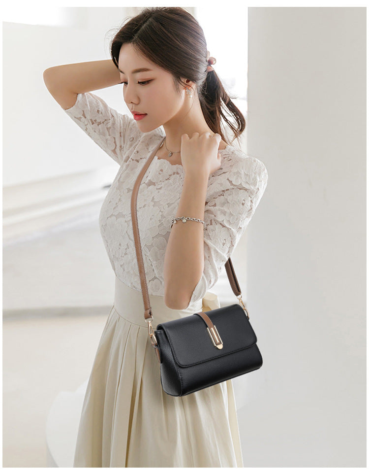 Small Square Bag for Women 2026 New Fashion Soft Leather Women's Shoulder Crossbody Bag Pure Color High-Quality Texture Middle-Aged Mom Bag