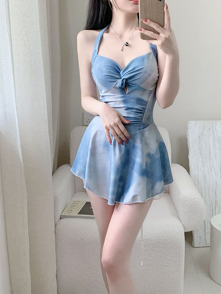 2025 New Swimsuit Women's Conservative Fairy Style Belly Covering Slimming One-Piece Hot Spring Summer Fashion Conservative Skirt Swimsuit