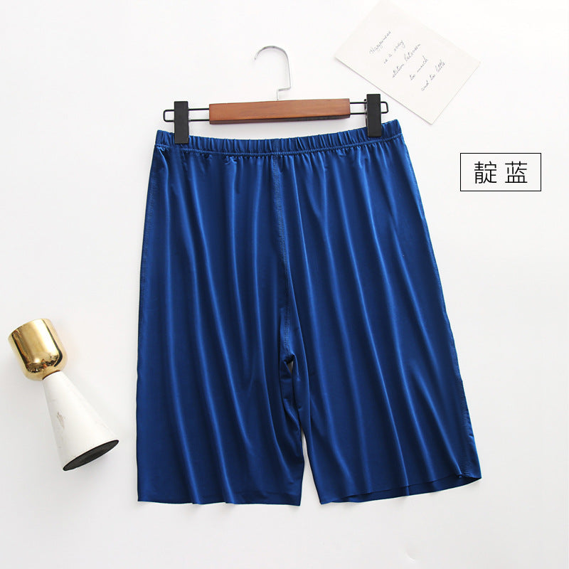 Ice Silk Pajamas Men's Summer Home Shorts Ultra-Thin Breathable Silk Home Pants Large Size Five-Point Pants Can Be Worn Outside