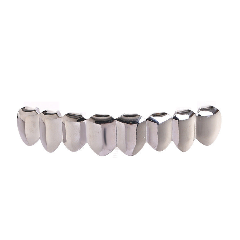 European and American Hot Selling Hiphop Hip-Hop Gold Braces Upper Teeth 8 Lower Teeth 8 Teeth Braces Cross-Border Glossy Braces