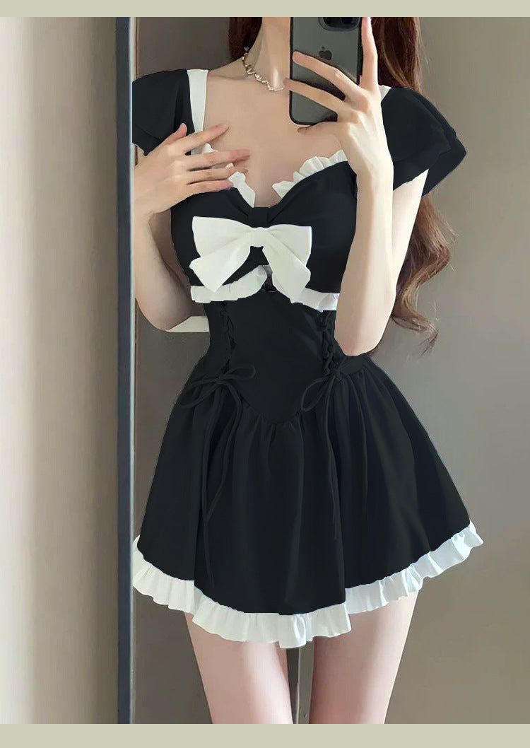 2025 New Swimsuit for Women, Conservative, Flesh-Covering, Slimming Look One-Piece Student Skirt Style, Boxer-Angle High-End Hot Spring Resort Swimsuit