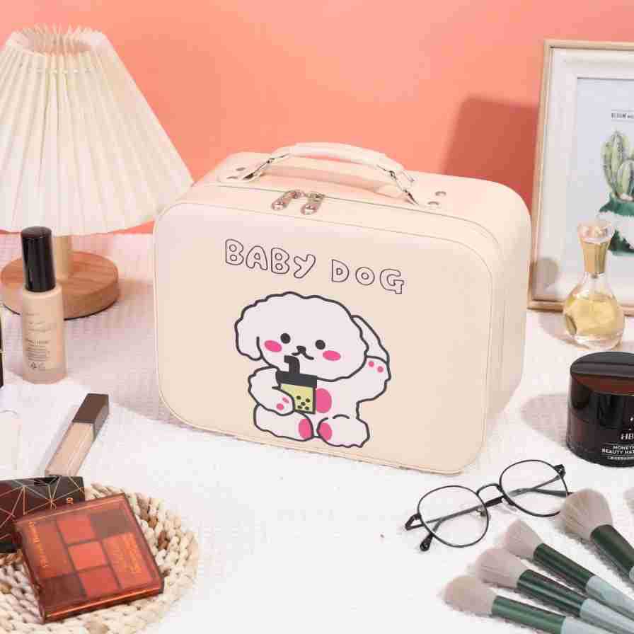 Leather Ready-Made Cartoon Makeup Case with Mirror, Makeup Bag with a High-End Feel, Multifunctional Storage Bag, Large Capacity Wholesale