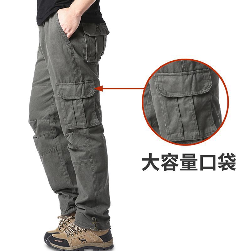 Spring and Autumn Cotton Crane Pants Foreign Trade Plus Size Pants Site Work Pants Men's Multi-Pocket Wear-Resistant Casual Pants