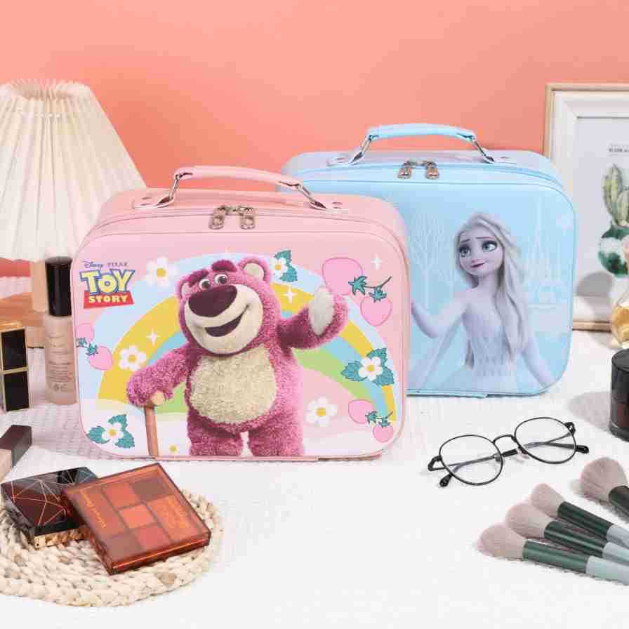 Leather Ready-Made Cartoon Makeup Case with Mirror, Makeup Bag with a High-End Feel, Multifunctional Storage Bag, Large Capacity Wholesale
