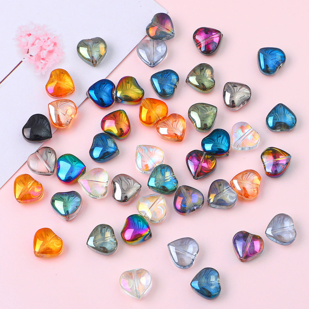 10mm Glass Color-Coated Peach Heart Crystal Beads Loose Beads DIY Handmade Necklace Bracelet Ear Jewelry Manufacturer Direct Sales Wholesale