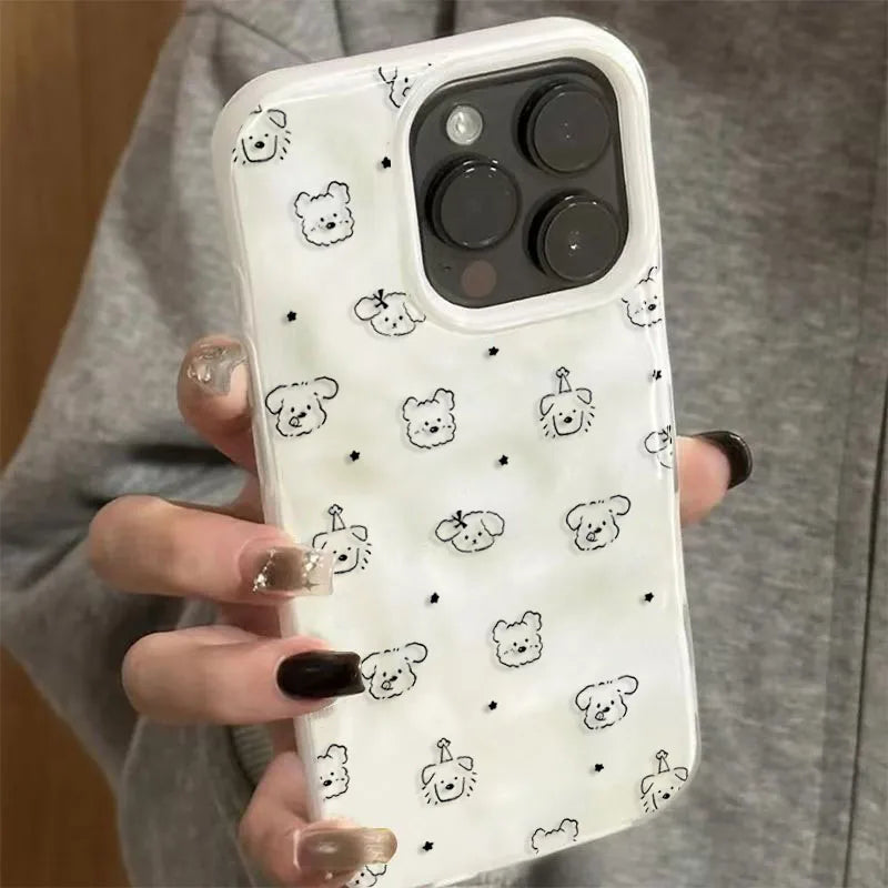 Cute Minimalist Full Puppies Soft Phone Case for iPhone 17 16 Pro Max 15 16 Pro 13 14 12 11 Pro Max Plus 16E 17Air Stylish Cover