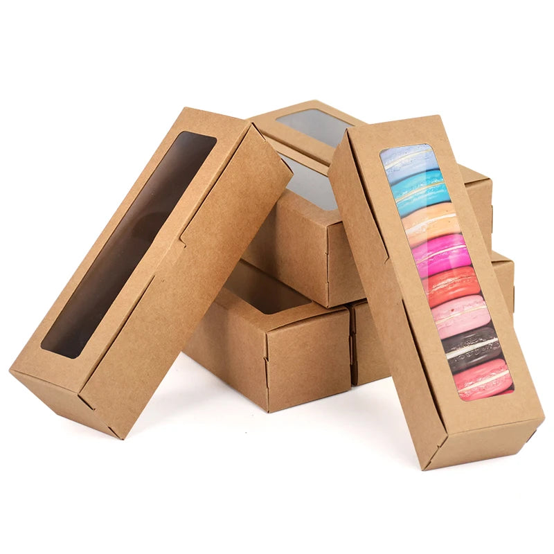 10-30Pcs Cookie Dessert Boxes Macaron Cake Bakery Box With Clear Window Wedding Birthday Party Favors Christmas Gift Packaging