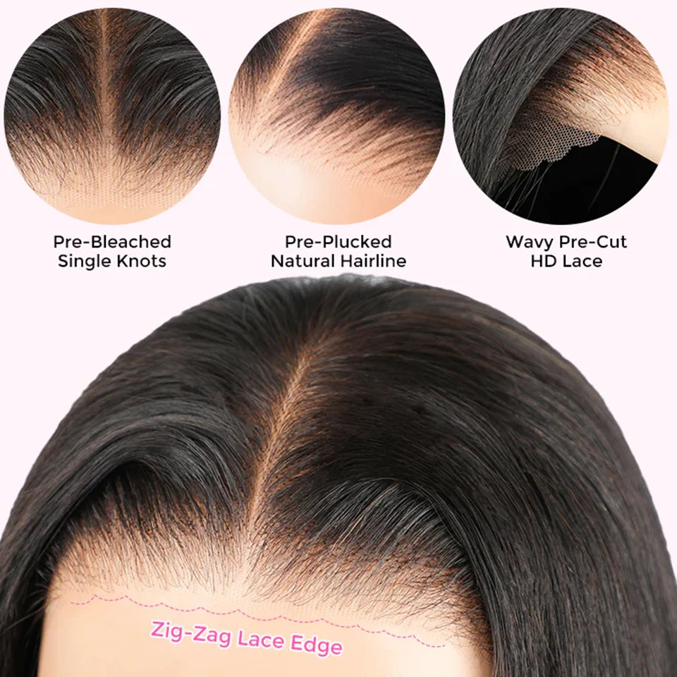 NEW IN 7x5 Wear And Go Glueless wigs human hair Pre Bleached Kinky Curly HD Lace Front Wig Pre Cut Pre Plucked Glueless Wig