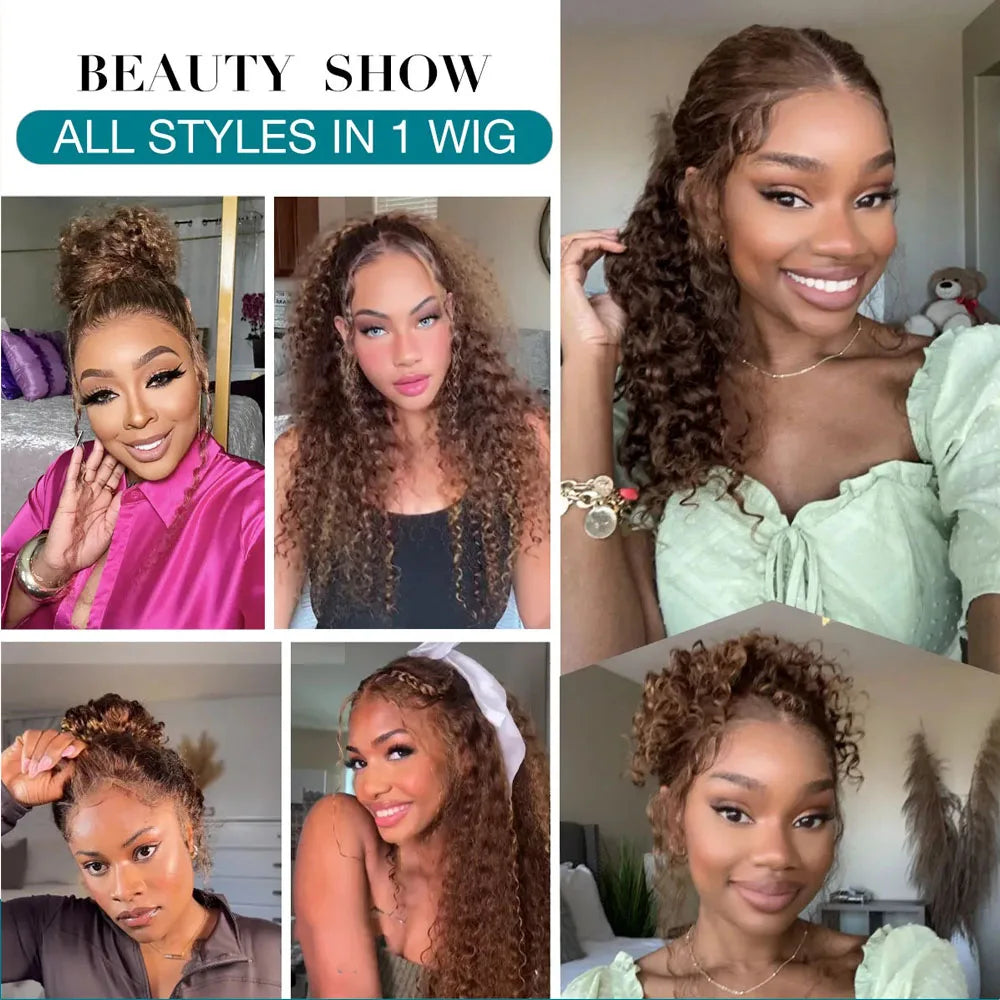 250 Density Deep Wave 360 Lace Front Human Hair Wig - Brazilian Remy Glueless Chocolate Brown Wig 26-36 Inches