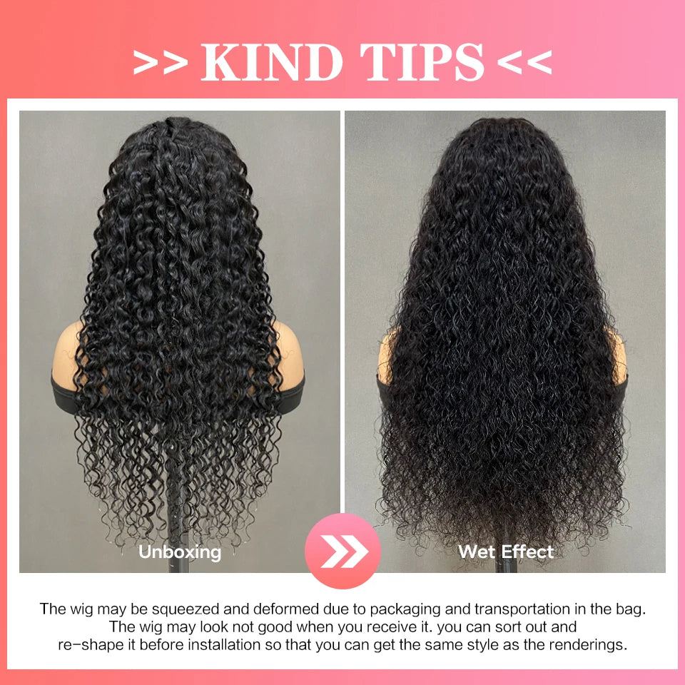 Ali Grace Glueless Wig Peruvian Water Wave 13x4 Lace Front Human Hair Wig Preplucked Water Deep Wave Lace Front Wigs For Women