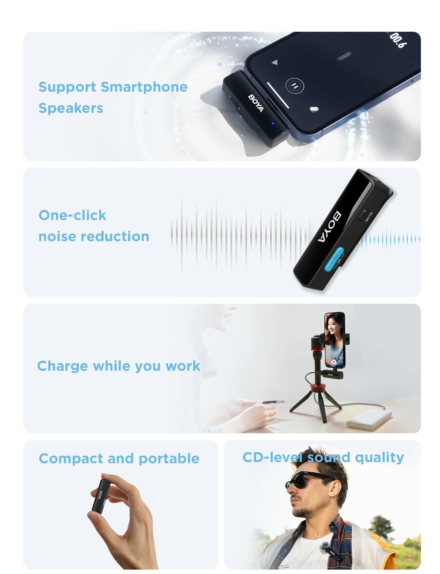 BOYA BOYALINK Wireless Lavalier Lapel Microphone for iPhone Android DSLR Camera Youtube Live Streaming Audio Recording Interview