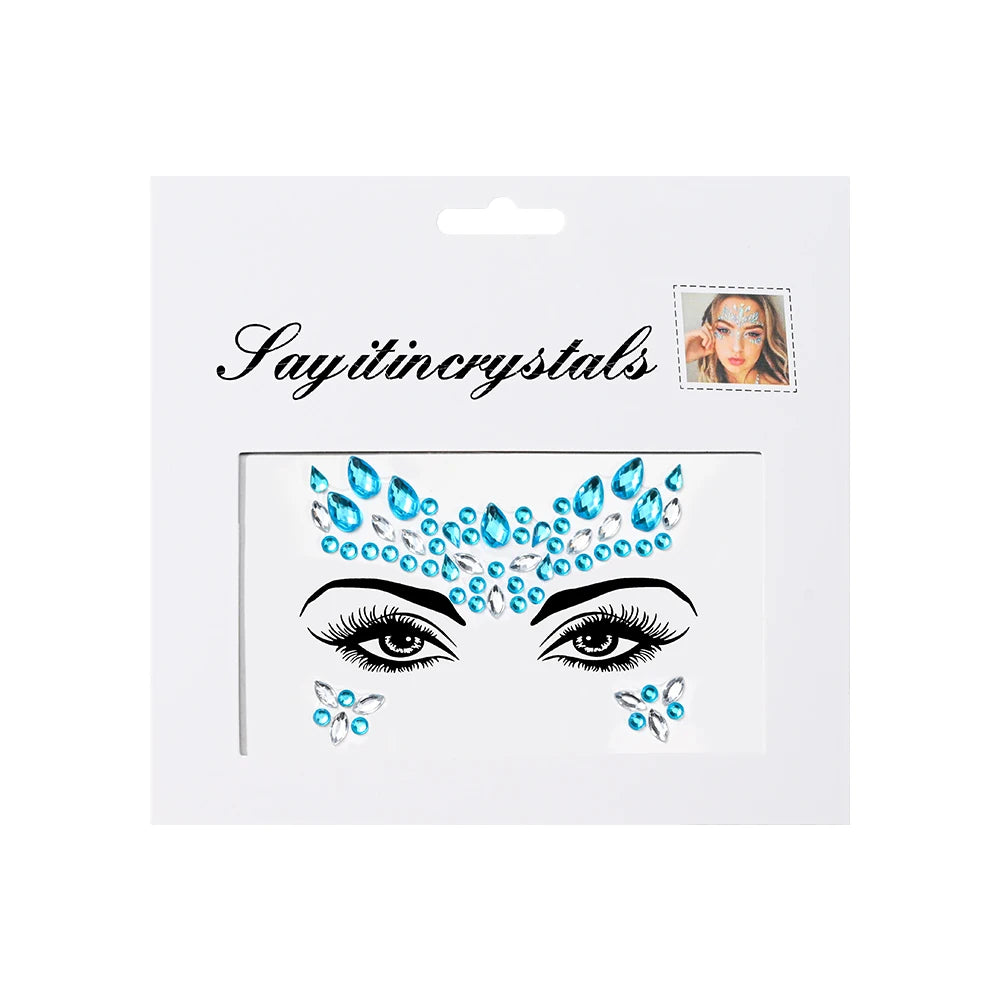 5Pcs/lot Mixed Shinying Girl Nail Glitter Face Stickers Rhinestone 3D Colorful Random Nail Face Crystal DIY Makeup Face/Body Dia