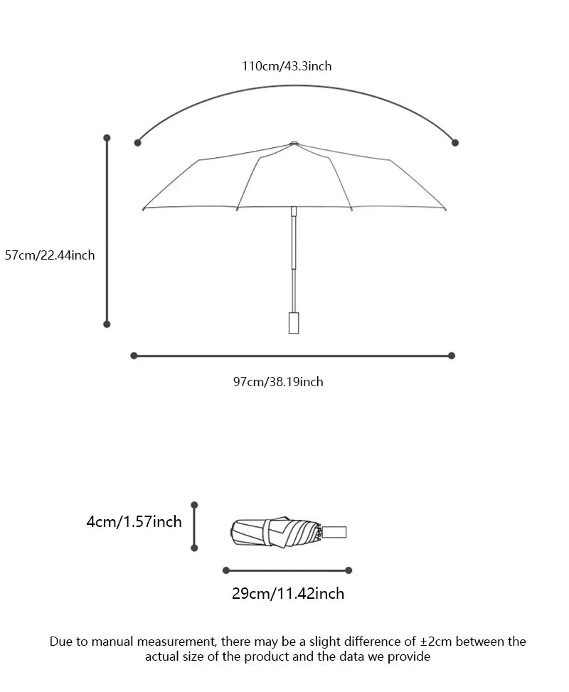 Automatic Umbrella 24 Bone Solid Color Automatic Umbrella Light Collapsible Large Size Outdoor Sunshade Uv Protection New
