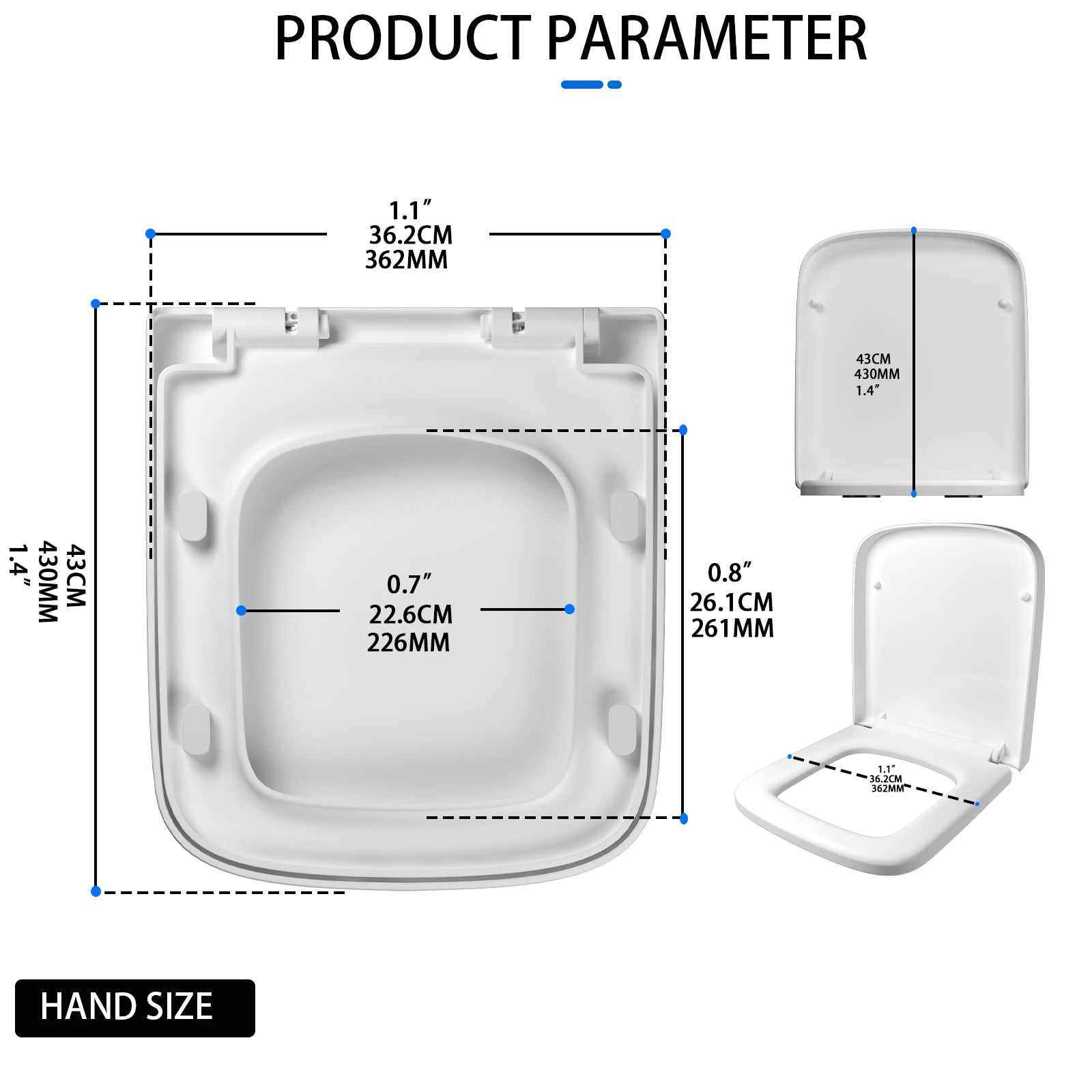 Luxury Quick Release Soft Close Toilet Seat Top Fix Easy Clean Bathroom Seat with One Set Free Top Fixing Hinges (S Shape)