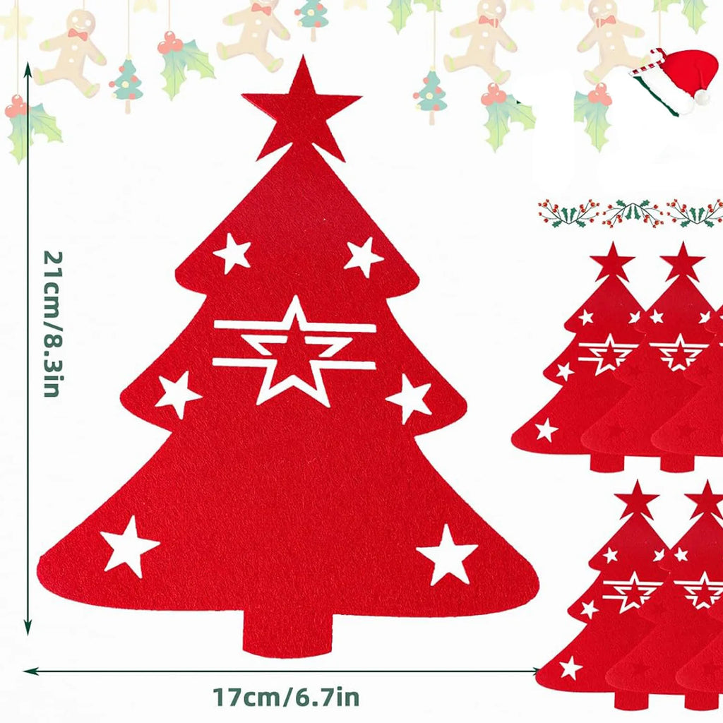 New 10-1PC Christmas Tree Cutlery Knife Fork Covers Table Decor Xmas Tableware Pocket Holder Bag New Year Xmas Party Decor Gifts