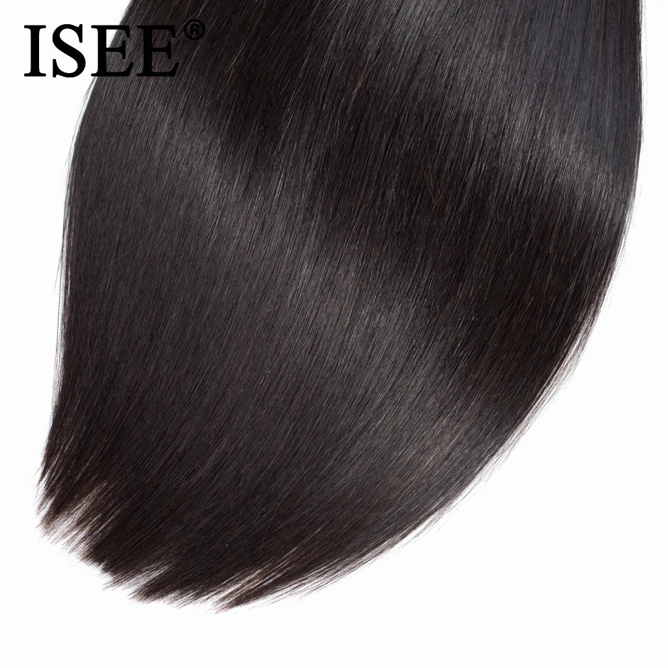 ISEE HAIR Malaysian Straight Hair Bundles 100% Human Hair Extension Natural Color 3/4 Bundles Straight Hair Weaves