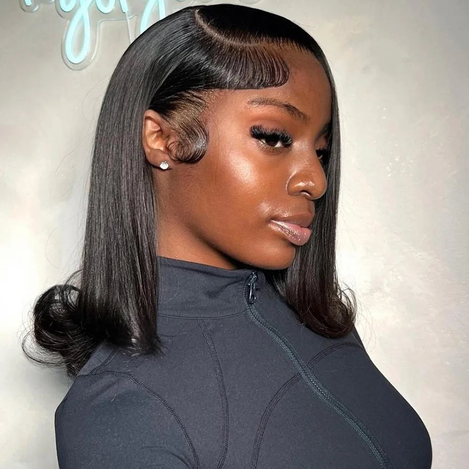 5x5 13x4 13x6 Bone Straight Bob Short Wigs Half Lace Front Wig Human Hair Vietnamese Raw Human Hair Lace Frontal Wig 250 Density