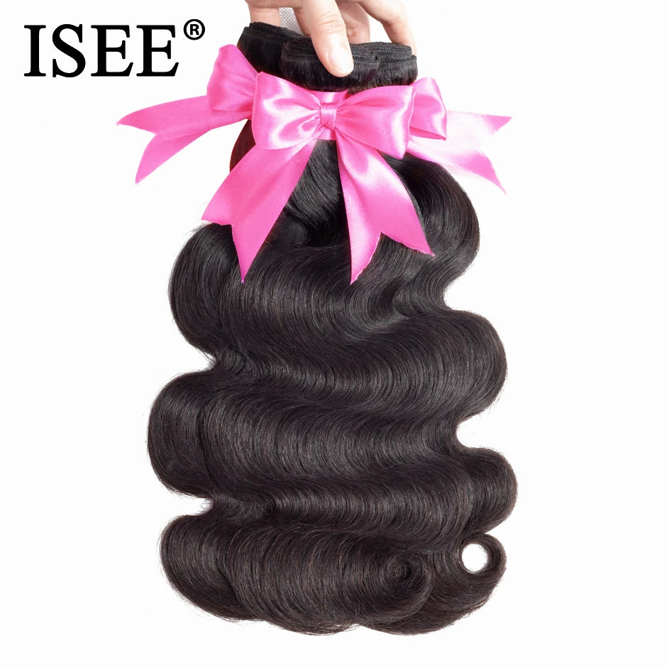 ISEE HAIR Peruvian Body Wave Virgin Hair Extension 100% Unprocessed Human Hair Bundles No Tangle Nature Color
