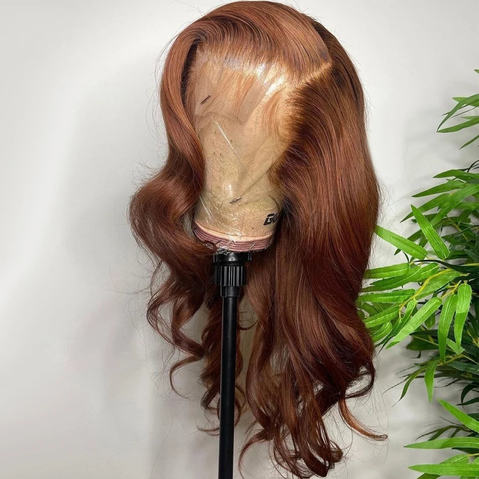 13x6 HD Lace Front Human Hair Wigs Chocolate Brown Colored Human Hair Wigs Body Wave Human Hair Transparent Lace Frontal Wigs