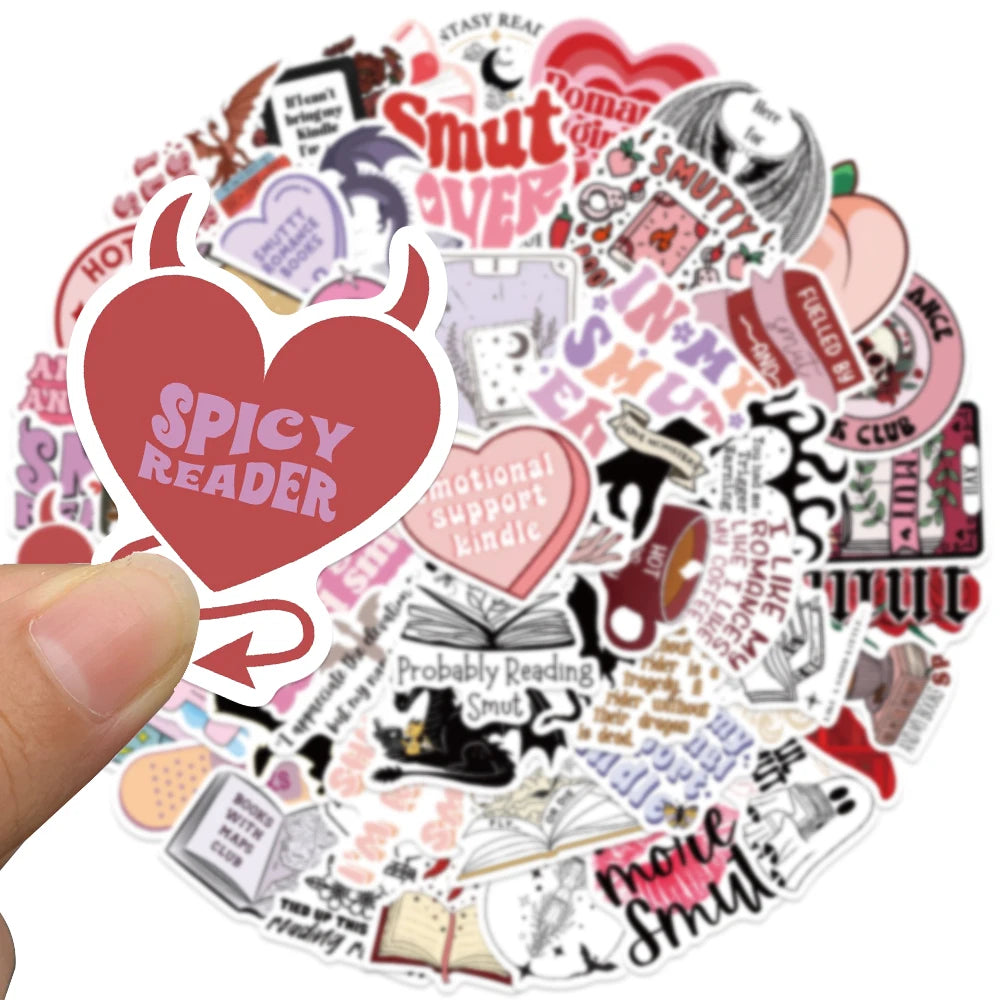 50PCS Smutty Dark Romance Bookish Spice Reader Girl Cartoon Booktok Sticker Aesthetic Car Kindle Ipad Phone Laptop Diary Sticker