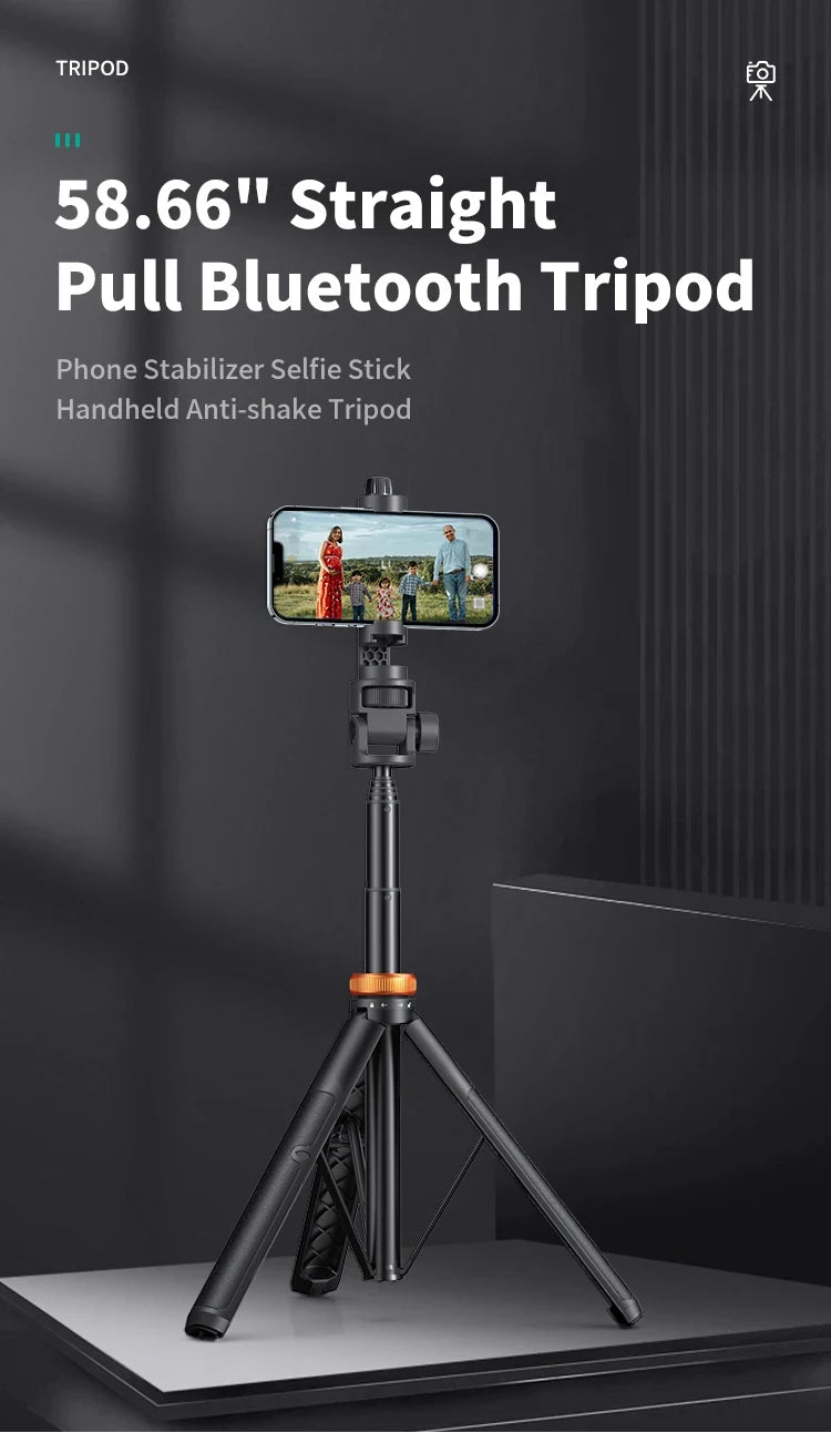 1.49M Wireless Selfie Stick Tripod Stand with Bluetooth Remote Extendable Tripod for iPhone Mobile Phone Tiktok Live Streaming