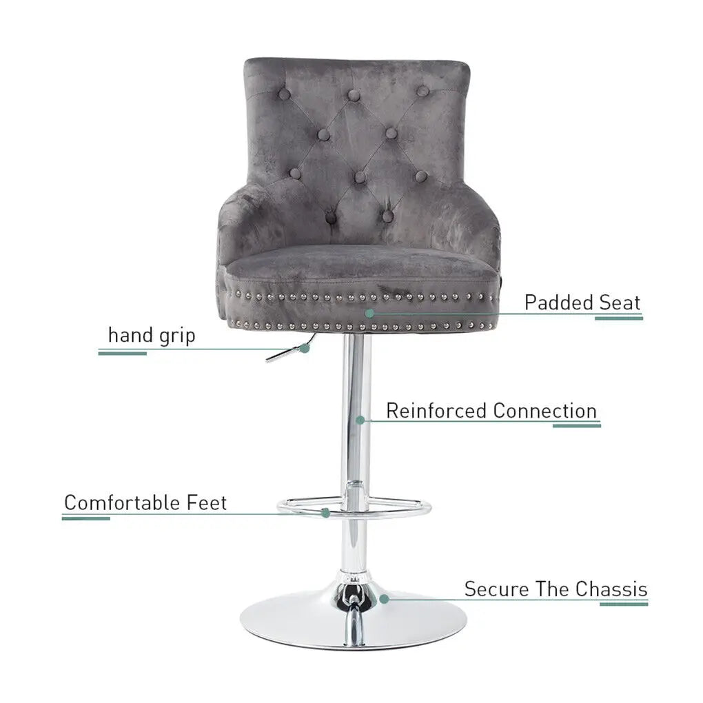 Luxury Bar Stool Dining Chairs Swivel Bar Stools Velvet Upholstered Lion Knocker for Home,Bar Table
