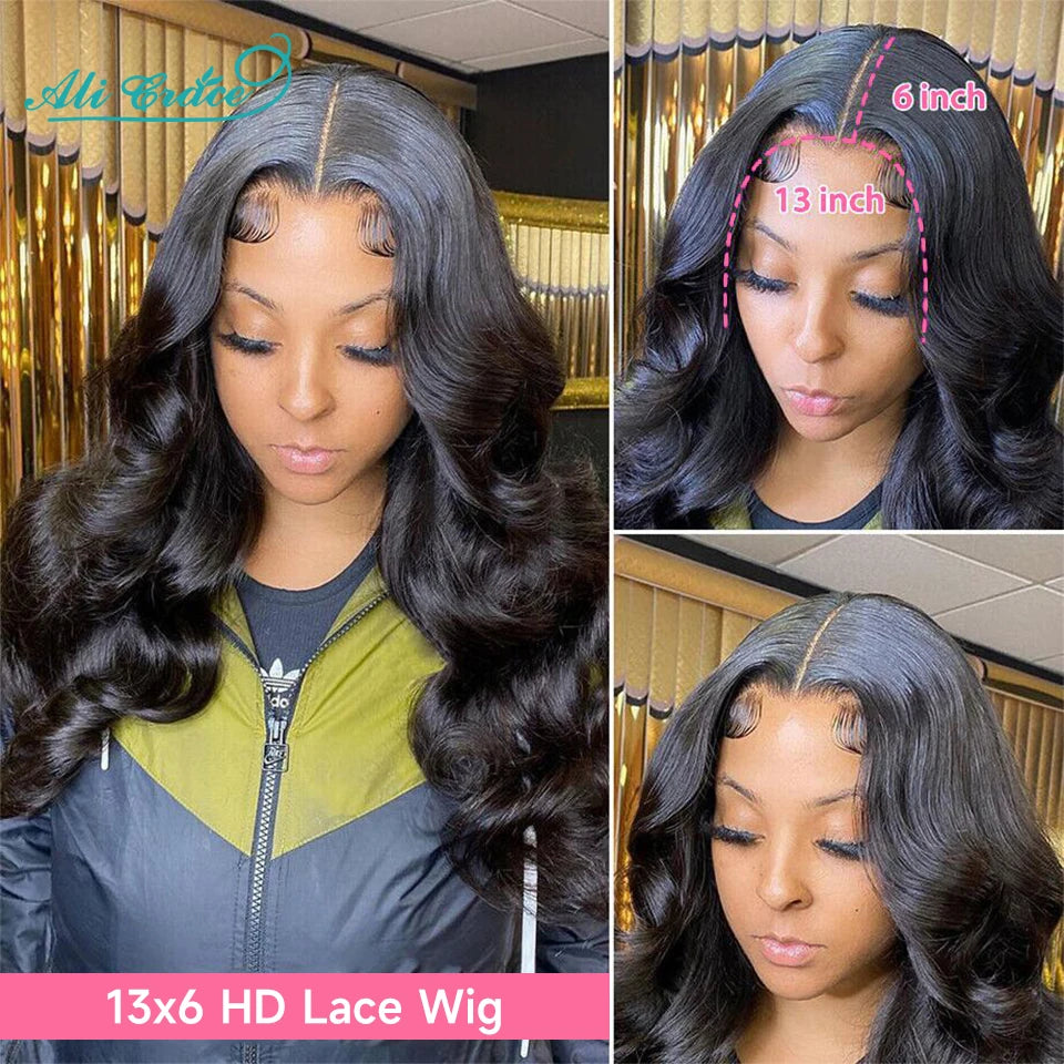 Ali Grace Pro-Series 13x6 Lace Front Wig Brazilian Body Wave Human Hair Wigs Pre-Plucked With Baby Hair 13x4 Lace Frontal Wigs