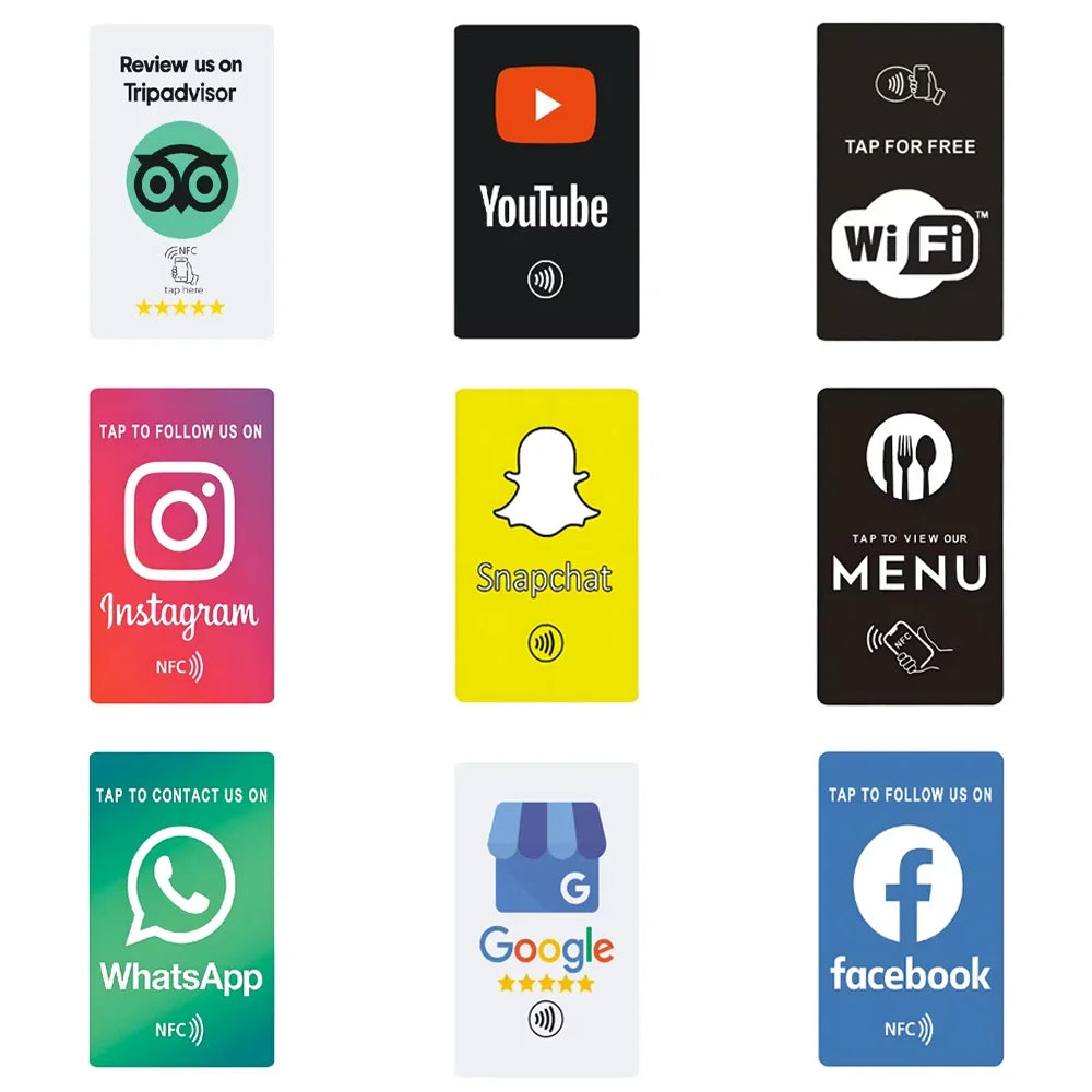 Hilo Universal NFC Google Review Cards Facebook Instagam for iPhone/Android Tap URL Writing Social Business Review Cards