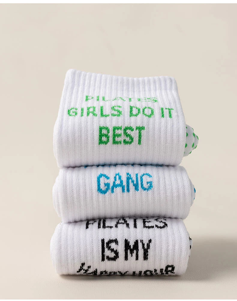 Yoga Socks Women Cotton Stripe Pile Silicone Non-slip Grip Pilates Crew Socks