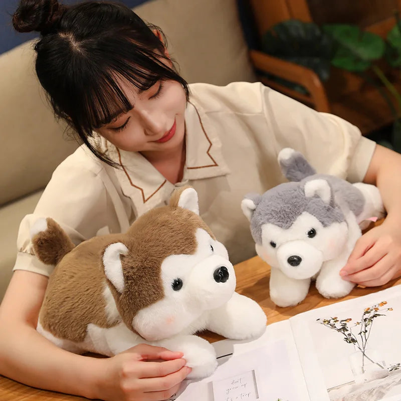 30/40CM Cute Husky Dog Plush Toy Stuffed Animal Soft Kawaii Lying Brown Pet Puppy Pillow Doll Toys for Xmas Gift