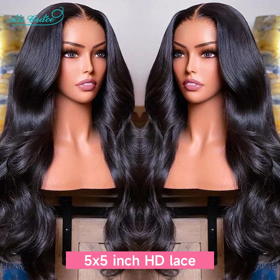 AliGrace 5x5 HD Lace Closure Wigs Brazilian Body Wave Remy Human Hair Wigs Pre-Plucked Hairline With Baby Hair HD Lace Wigs