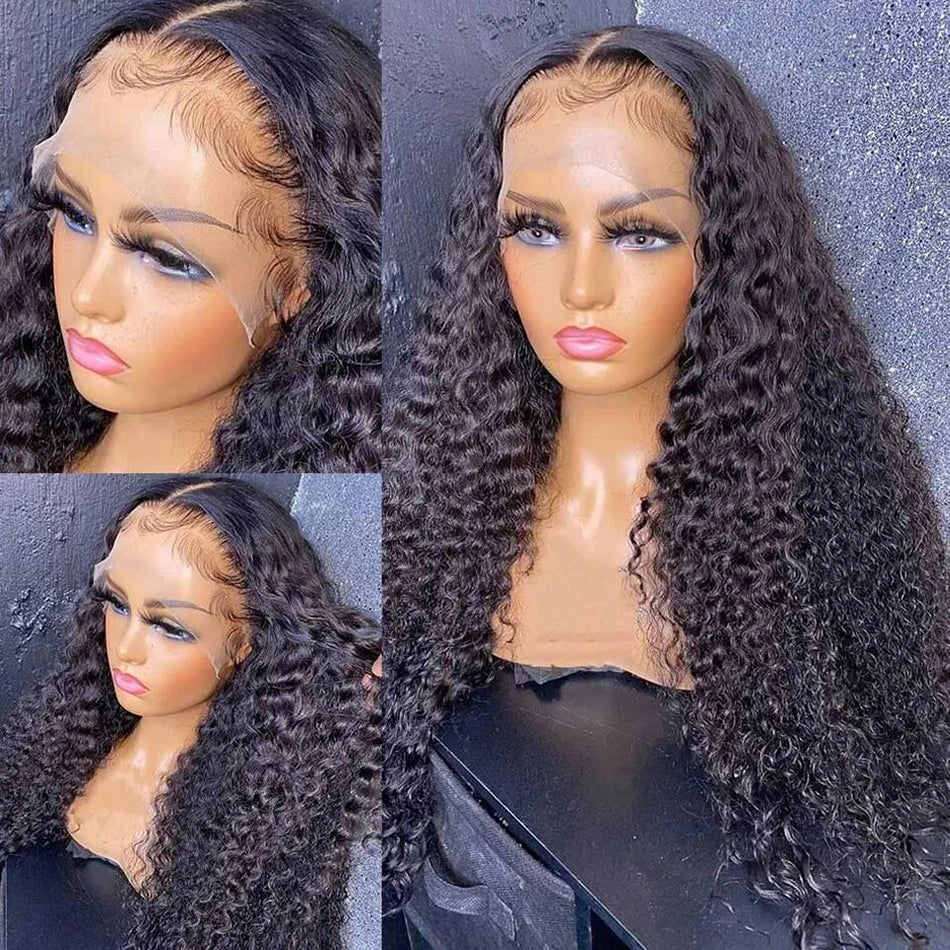 10A 13x6 HD Transparent Lace Front Human Hair Wigs Jerry Curly Malaysian Water Curly Wave Lace Frontal Human Hair Wigs For Women