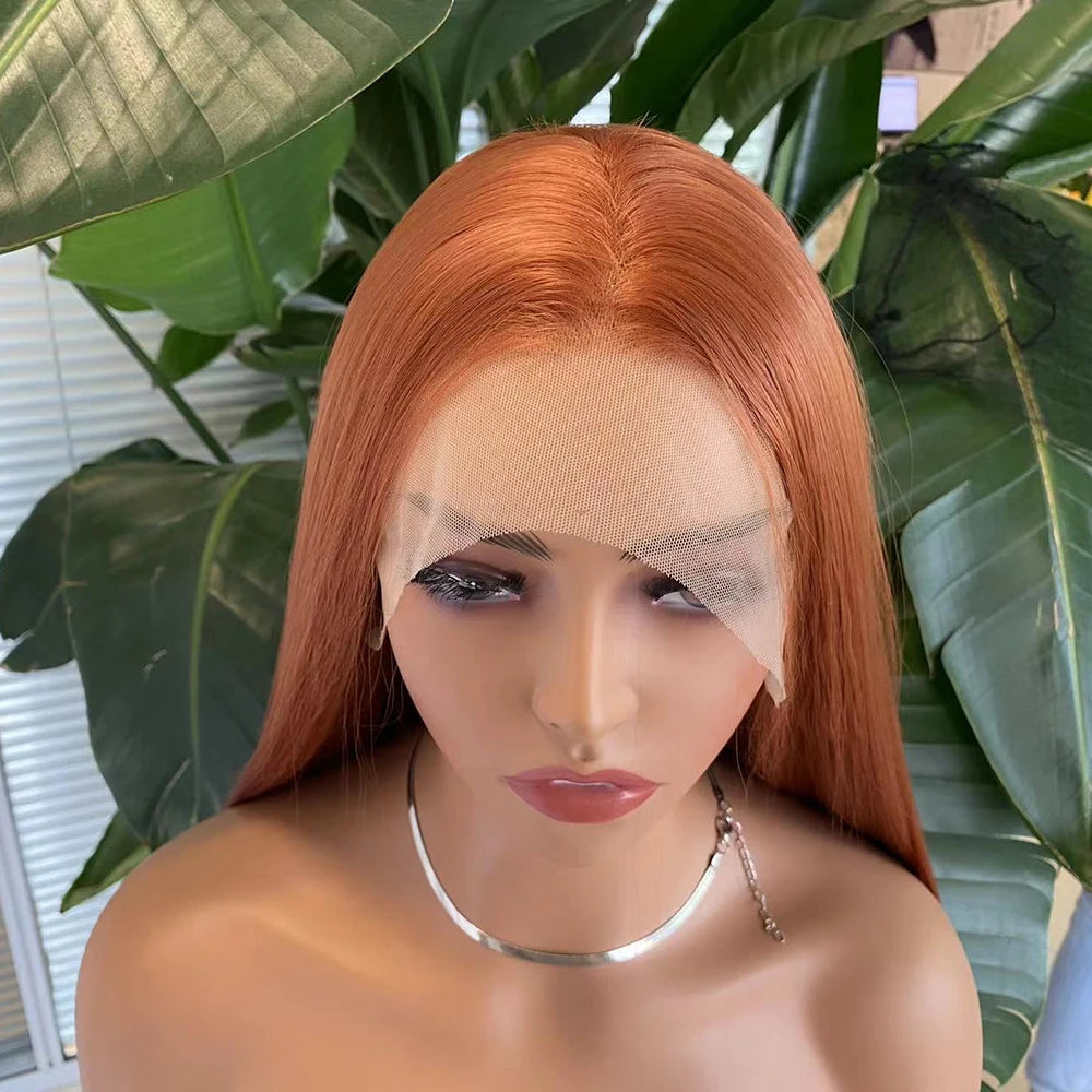 Ginger Auburn Lace Front Wig - Long Straight Synthetic Hair Wig for Women | Natural Hairline Daily Wear